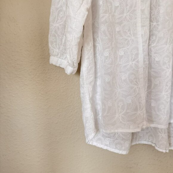 ZARA Cotton Embroidered White Blouse Tunic Top Shirt Size Medium - Picture 6 of 9
